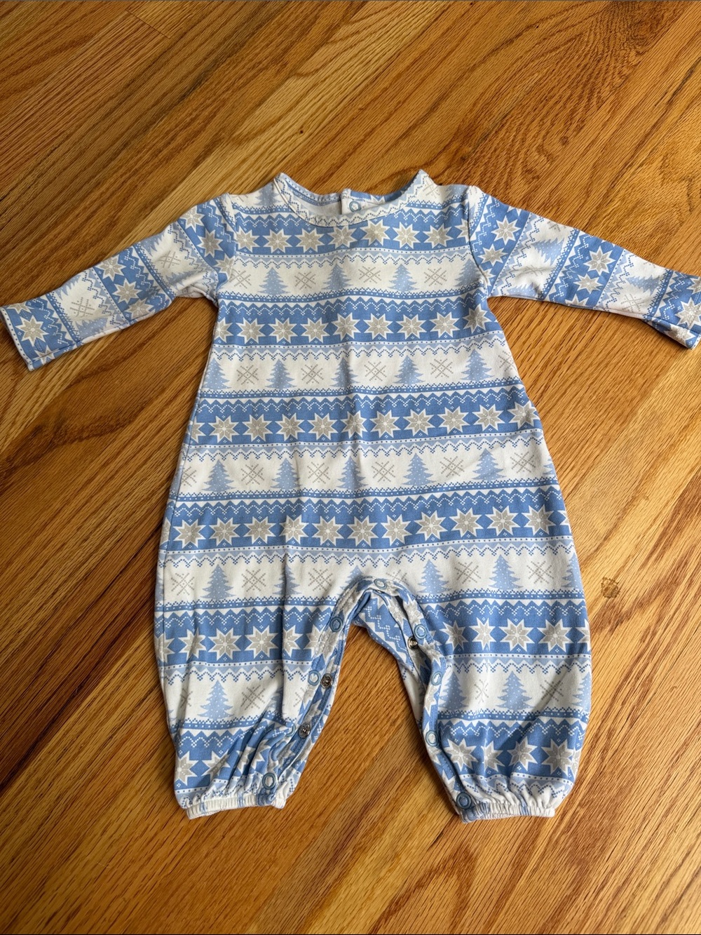 The Beaufort Bonnet Company Blue and White Star-Patterned Footie